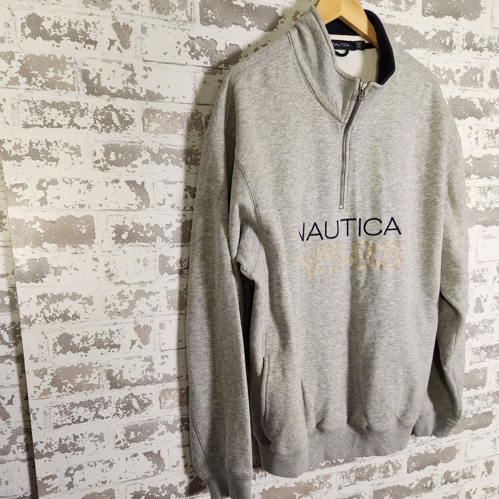 Nautica Mens Grey 1/4 Zip Sweatshirt Pullover Spell Out Logo NS 83 Size XXL - Picture 5 of 16